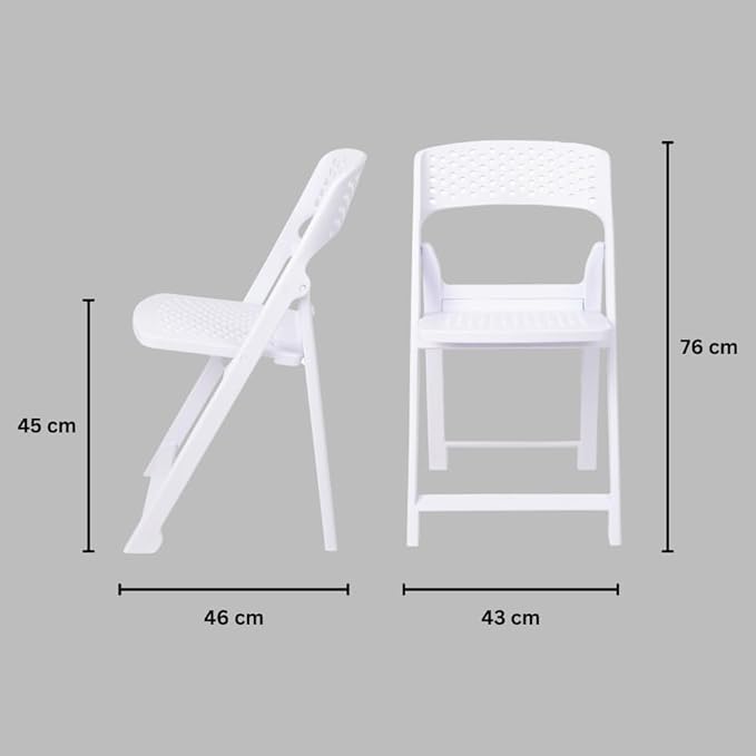 ITALICA Phoenix Folding Chair/Space Saving Chairs/Folding Chair for Balcony, Garden, Patio/Indoor & Outdoor/Sturdy & Durable Chair for Comfortable Seating (White, Set of 1 Chairs, BN) 2 31rVlR4kC+L