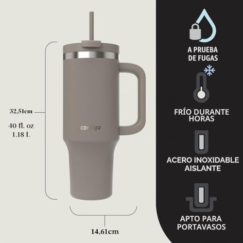 Miniatura 2 de Contigo Botella Termo 1200ml con Asa y Pajita, Coral