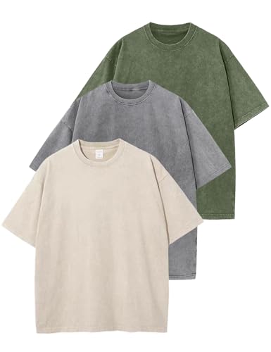 Image of Arssm Men Oversized T Shirts Vintage Tee Loose Fit Short Sleeve Casual Streetwear Baggy Washed Unisex Tops