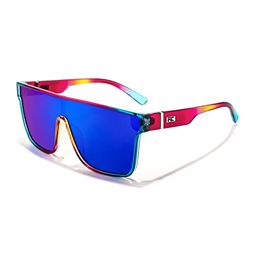 Image of FEISEDY Sunglasses for Women Men, Fashion Mirrored Single Lens Shades