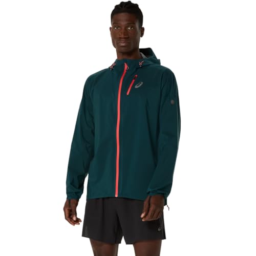 ASICS Men's FUJITRAIL ELITE WATERPROOF JACKET RUNNING Apparel, S, SAXON GREEN