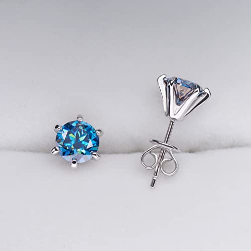 GIGAJEWE Moissanite Stud Earring Round Cut Total 2.0ct,18K White Gold Plated Silver Earring for Women Men…4