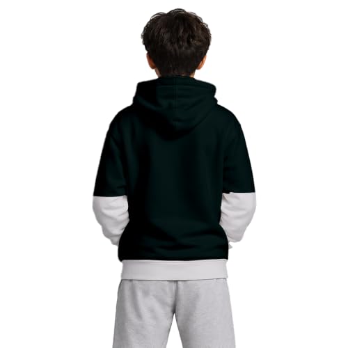Image of Viitor Boys Hooded Neck Sweatshirt | Soft Cotton Fleece Blend Full Sleeve Zipper Hoodie for Kids & Teens Dark Green