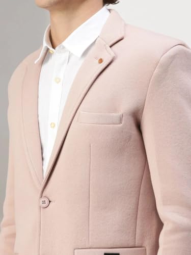 Image of SHOWOFFFF Men Solid Single Breasted Casual Blazer | Notched Lapel Full Sleeves Cotton Blazer for Mens | Slim Fit Regular Length Blazer for Men's