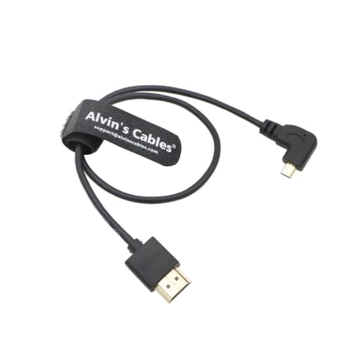 Alvin's Cables Micro HDMI to HDMI Cable 8K60P High-Speed 2.1 for Sony a7 IV FX30 ZV-E10, for Canon R5C R5 R6, Atomos Shinobi Ninja V, 45cm/17.7in, Right Angle Micro HDMI