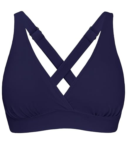 Image of Women's Sporty Adjustable Wide Straps Bikini Top Large Bust Criss Cross Back Supportive Swimsuit Tops Only