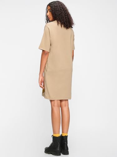 Image of Bewakoof Official Disney Merchandise Women's Graphic Printed Oversized Above Knee Fit Half Sleeve Round Neck Cotton T-Shirt Dress