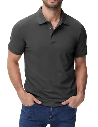 Image of MIER Men's Cotton Pique Polo Shirts, Short Sleeve Golf Work Casual Tops