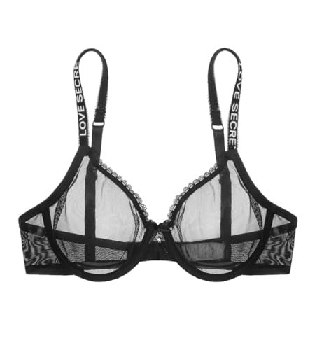 varsmiss Damen Unwattierter Bügel BH Transparent Sexy Mesh BH