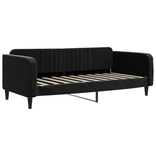 vidaXL Sofá Cama Terciopelo Negro 90x190 cm, Cama de Invitados, sofá, sofá Cama Individual, sofá Cama cómodo, sofá para Dormir