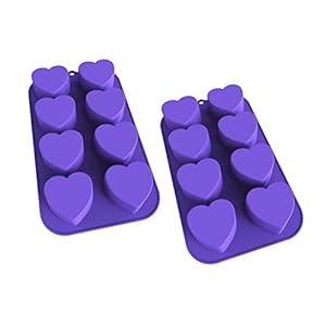 Bakerpan Silicone Heart Mold for Baking, Mini Cake Heart Pan, Heart Muffin Baking Tray, 2 1/4 Inch Hearts, Heart Silicone Mold – 8 Cavities – Set of 2