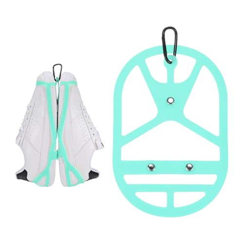 TIXIPEM Shoe Holster for Backpack [1SET] - Elastic Silicone Footwear Holder with Clip Use for Travel & Outdoors & Sports - [Cyan-Blue-L] Hang Extra Shoes Cleats Boots