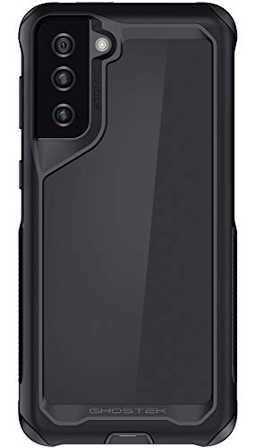 Ghostek ATOMIC slim S21 Plus Case with Protective Aluminum Metal Bumper and Clear Back Design Heavy Duty Shock-Absorbent Protection Designed for 2021 Samsung Galaxy S 21+ 5G (6.7 Inch) (Phantom Black)