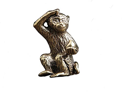 Estatua pequeña de mono en bronce para decoración miniatura 3