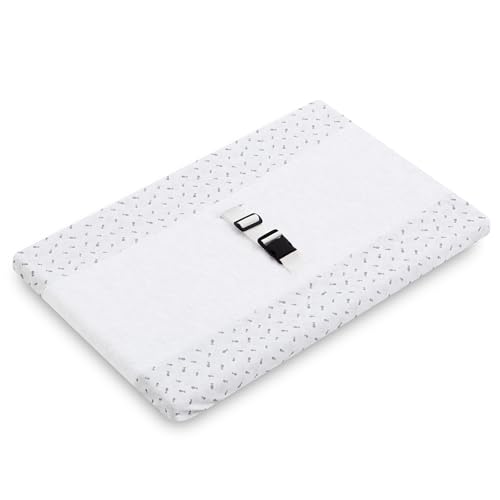 Funda Cambiador Bebé 50x80 de Rizo Blanco. Impermeable, Suave y Absorbente con Sistema Safelock para Evitar Caidas Mientras Cambias al Bebé. Color Grey Atlantis CoolDreams