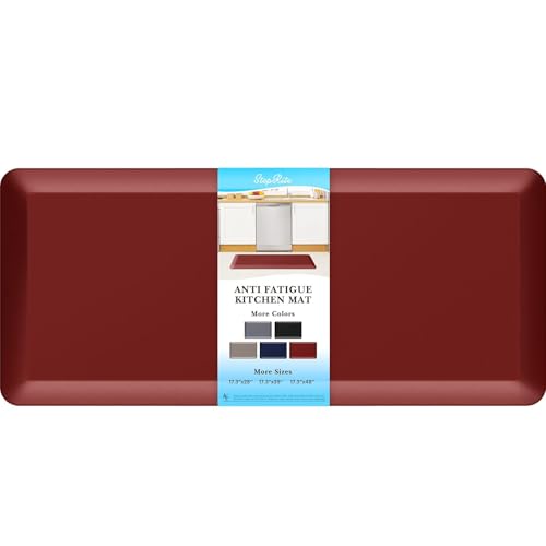 Image of StepRite 4 /5 Inch Thick Kitchen Mat Anti Fatigue Mat Kitchen Rugs Kitchen Decor Non-Slip, Stain & Water Resistant, Kitchen Mats Desk Mat for Kitchen, Office, Workshop, Red, 17'' x 39''