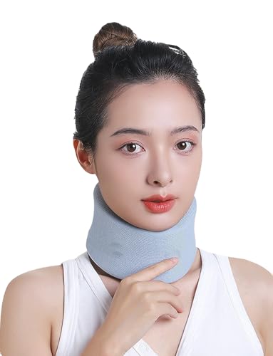 WIEXUN首 頸椎 コルセット カラー ソフト ネックサポーター 通気 家庭 就寝用 仕事 洗えるカバー 男女兼用 ストレートネック(青, L)