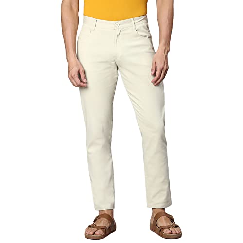 Image of Hubberholme Men's Tapered Fit Cotton Trousers, Ankle Length Button Closure Chinos