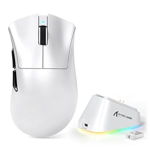 MAMBASNAKE x ATTACK SHARK V3PRO Wireless Gaming Mouse with Magnetic Charging Dock, PAW3311 Sensor, BT/2.4G/USB-C, 62g Lightweight, 500mAh, 25000 DPI LIGHTSPEED Gamer Office Mice for PC/Mac-White