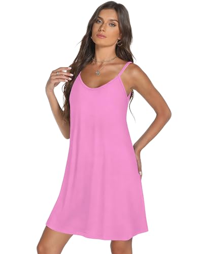 Image of elescat Womens Summer Dresses Spaghetti Strap V Neck Casual Sleeveless Sundress Beach Cover Ups with Pockets 2026