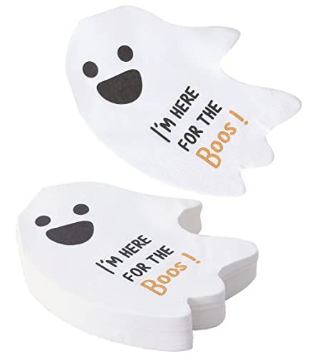 Halloween Cocktail Napkins - 50 Pk - Halloween Party Supplies L 3-Ply Halloween Napkins Paper Folded 5X7 Inches L Disposable Party Napkins, Ghost Paper Beverage Napkins, Bulk Birthday Napkins Kids #TOP23