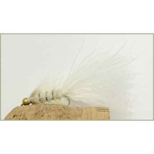6 Pack of Goldhead White Woolly Bugger Trout flies, Choice of Sizes (8)