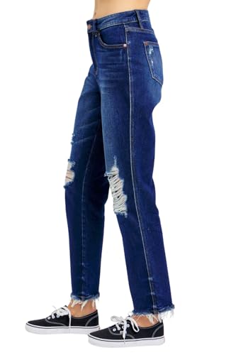 Judy Blue High Rise Rigid Magic Distressed Straight Jeans4