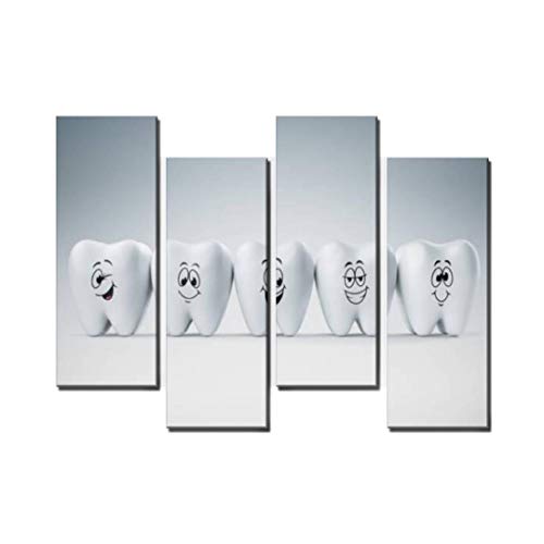 Wocatton Teeth Smile and Happy Emotion, Concept Dental Care Cleaning Bacterial Wall Art Background Decor Pictures Print On Canvas Art Stretched and Framed Perfect Home Decoration
