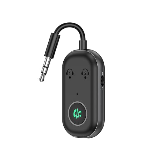 JXTZ Bluetooth Transmitter Receiver, 2-in-1 Dual Connect 5.3 Adapter for Headphones, 3.5mm Aux Adapter for Car, Plug and Play Wireless Audio Adapter for Airplane TV Speaker Gym
