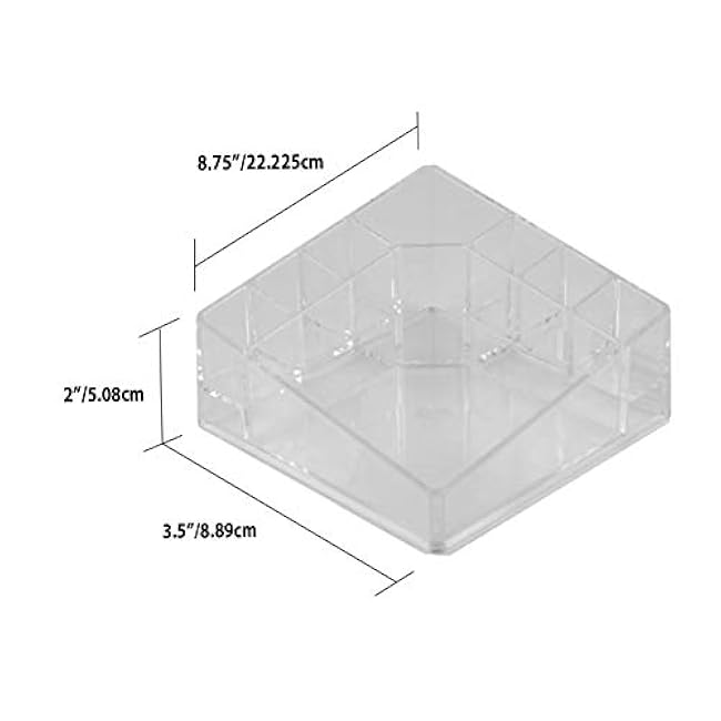 Home Basics Small Square 8 Compartment Shatter Resistant Plastic Compact Vanity Cosmetic, Makeup and Jewelry Palette Organizer Fits Jewelry, Makeup Brush, Lipsticks (Clear)