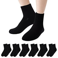 Fjquamitix 6 Pairs boys Girls School Socks,Soft Cotton White Black Crew Seamless Socks Kids Aged 3-14 Years (UK, Age, 9 Years, 12 Years, Regular, Black)