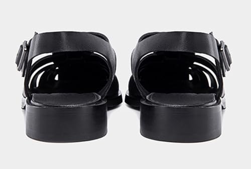 Mens Sandals Black Dress Slippers Handwoven Cowhide Leather Casual Shoes for Men Summer Beach Closed Toe Sandals Stylish Comfortable Non-Slip Shoes4