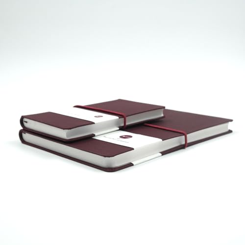 Image of Comma Regina Combo | A5 Size Hard Bound Notebook & A6 Size Hard Bound Pocket Notebook with a Horizontal Elastic Band Closure | 192 Pages | 80gsm Natural Shade Paper | Linen Fabric Cover Material - Maroon