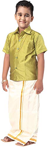 SJS King Boy's Shirt/Dhoti Regular Fit (Pista Green, 10-11 Years) - Image 3 thumbnail