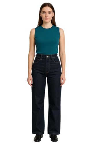 Image of KOTTY Women's Solid|Fit and Flared Fitting|Ankle Leg Style|High Rise|Stechable|Casual Jeans