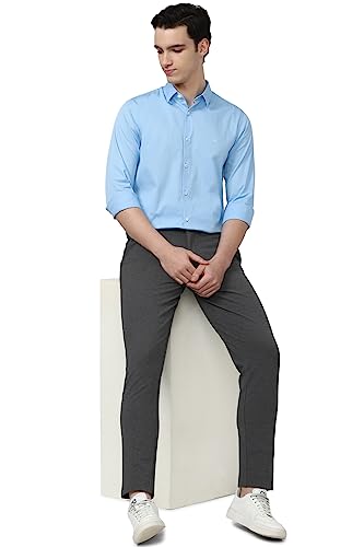 Image of Peter England Men's Slim Fit Full Sleeve Casual Shirt in Twill Weave Cotton