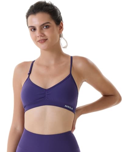 Image of AUROLA Mercury Workout Sports Bras Women Athletic Removable Padded Backless Strapy Minimal Crop Top