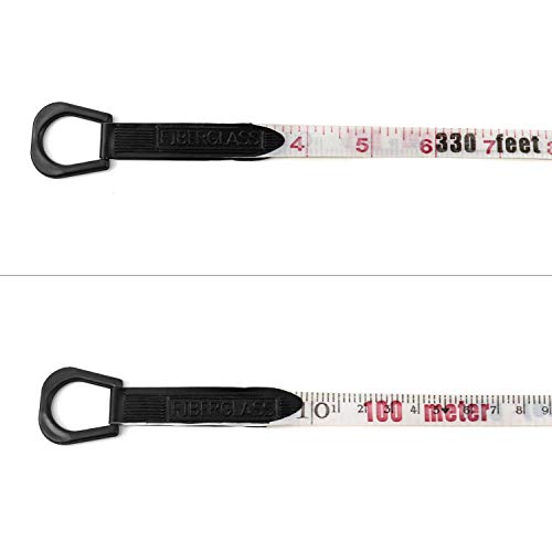 QWORK Open Reel Tape Measure, Fibreglass Surveyors Tape, 100M /330 FT