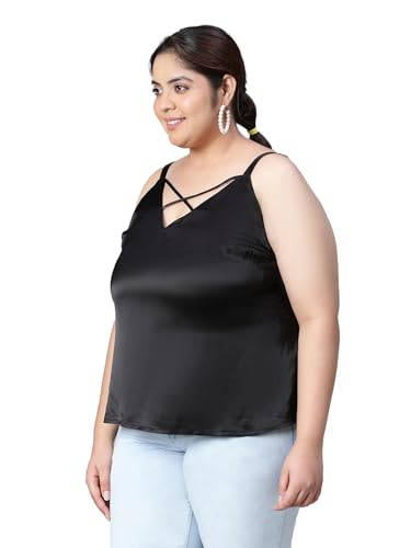 Image of oxolloxo Women Plus Size Round Neck Criss-Cross Back Shoulder Strap Top