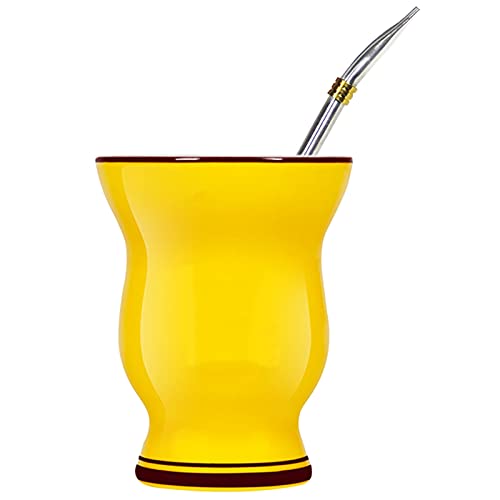 マテ茶カップ セラミック製 アルゼンチンマテゴード マテ茶 グアンボ グァンボ ボンビージャ付(ステンレスストロー付)