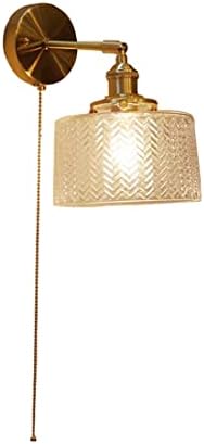Wlmehujj Wall Sconces Adjustable Arm Creative Glass Lampshade Wall Lamp with Pull Chain Industrial Brass Wall Lights for Bedroom, Living Room, Study, Kitchen, Bathroom, Loft (Transparent)