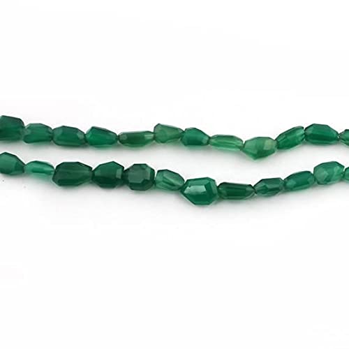 Green Onyx faceted nuggets beads for jewelry making 8.5 Inches SB3308