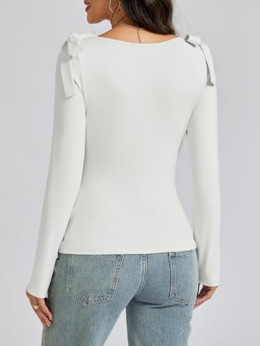Women's Cute Tie Shoulder Ruched Tops - image 4