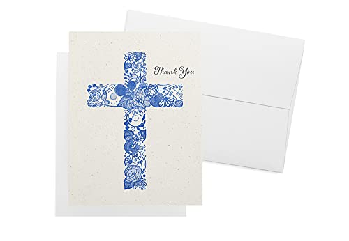 Image of Twigs Paper Christian Cross Thank You Cards, 24 Blank Note Cards | Small size, envelopes included, bible verse & scripture, faith & encouragement, bulk value set