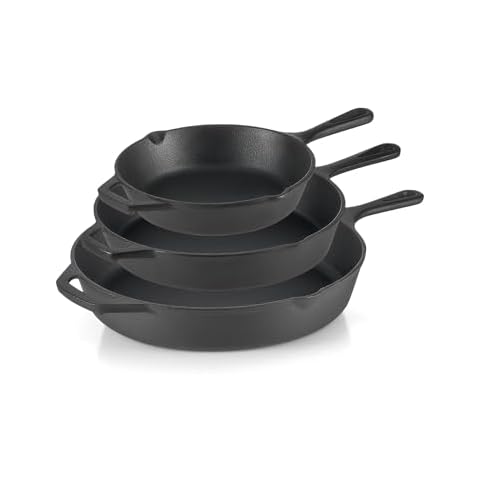 DARTMOOR Cast Iron Skillet Set 8+10+12Inch, OUPSKK3 Cover