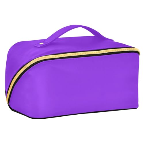 Bolsa de cosméticos con divisores, color azul violeta, color morado y grande, con cierre, vertical, de pie