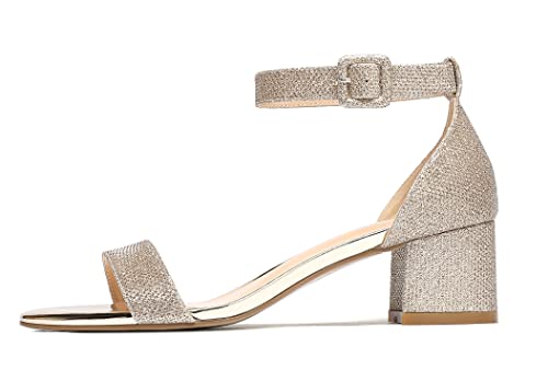 Eldof Women's Two Piece Sandals Chunky Mid Block Heel Open Toe Adjustable Ankle Strap 2.1 Inch Pump Heeled Sandals For Dress Wedding Ladies Shoes2