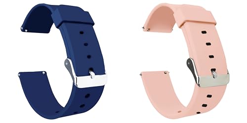 Image of ACM Pack of 2 Watch Strap Silicone Belt 20mm compatible with Inbase Urban Lyf M Smartwatch Casual Classic Band (Blue /Creame Pink)