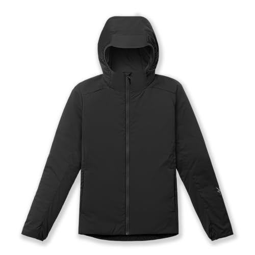 IBEX Wool Aire Women’s Full Zip Merino Wool Hoodie | Slim Fit Athletic Jacket with Elasticized Hem, Cuffs & Helmet Compatible Hood Ideal for Outdoor Winter Layering, Travel & Hiking | Black (M)