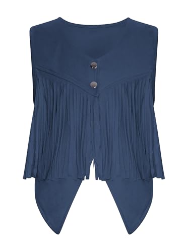 Kids Unisex Faux Suede Fringe Vest Cowgirls Fancy Dress Up Wild West Theme Party Tassels Cowboy Outfits3